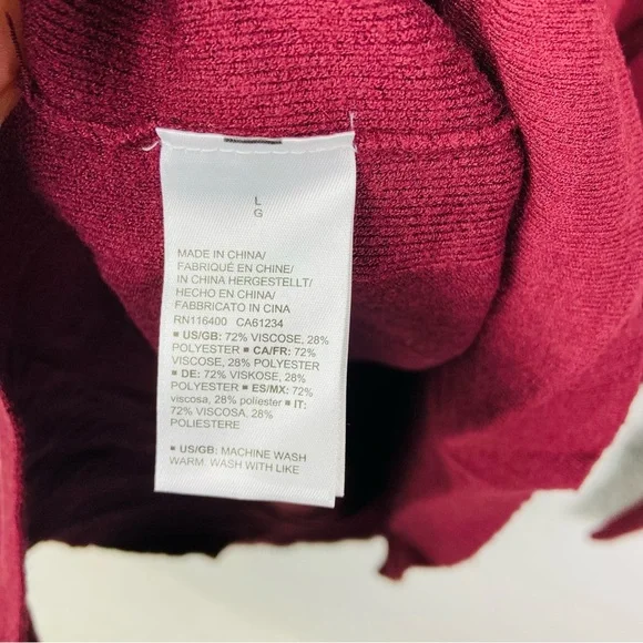 Lark & Ro Deep Red burgundy V neck Knit sweater Top size large - Picture 6 of 9